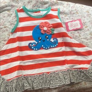 Striped Octopus Kids Top - Red and White